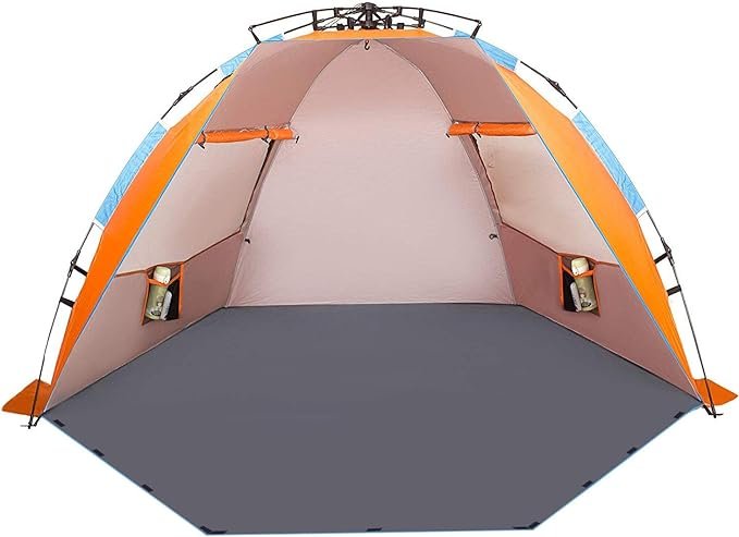 Oileus XL Beach Tent for 4 Persons, Portable Instant Beach Tent with Carry Bag